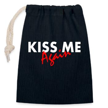 Kiss me again - Closable cotton gift bag (14x20cm) - navy - Front