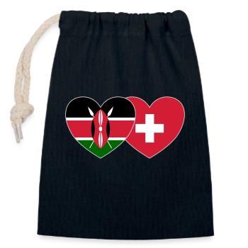 Kenia Schweiz Flagge Herz - Verschließbarer Geschenkbeutel aus Baumwolle (14x20cm) - Navy - Vorne