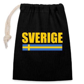 sverige - Sac cadeau en coton avec cordon (14 x 20 cm) - noir - Devant