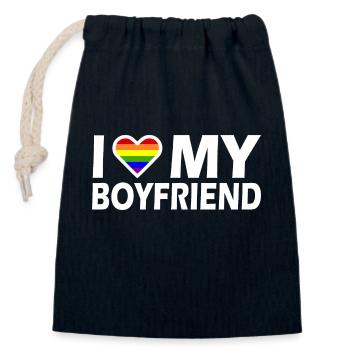 I love my boyfriend - Verschließbarer Geschenkbeutel aus Baumwolle (14x20cm) - Navy - Vorne