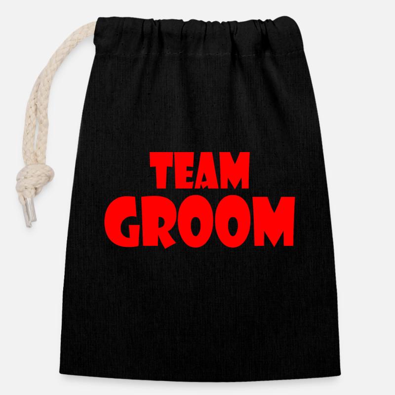 Team groom - Sac cadeau en coton avec cordon (14 x 20 cm) - noir