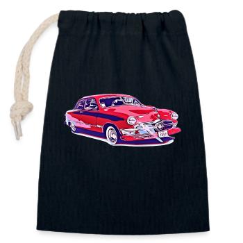 Voiture - Sac cadeau en coton avec cordon (14 x 20 cm) - bleu marine - Devant