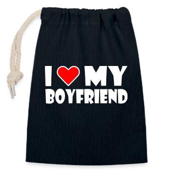 I love my boyfriend - Verschließbarer Geschenkbeutel aus Baumwolle (14x20cm) - Navy - Vorne