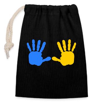 Ukraine - Sac cadeau en coton avec cordon (14 x 20 cm) - noir - Devant