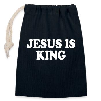 Jesus is king - Closable cotton gift bag (14x20cm) - navy - Front