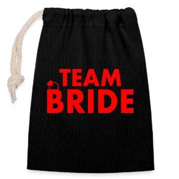Team bride - Verschließbarer Geschenkbeutel aus Baumwolle (14x20cm) - Schwarz - Vorne