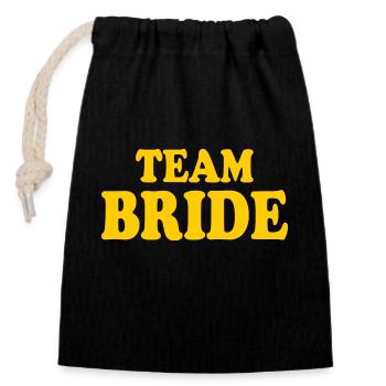 Team bride - Verschließbarer Geschenkbeutel aus Baumwolle (14x20cm) - Schwarz - Vorne