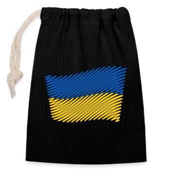 Ukraine Flagge Skizze (Blau - Gelb) - Verschließbarer Geschenkbeutel aus Baumwolle (14x20cm) - Schwarz - Vorne