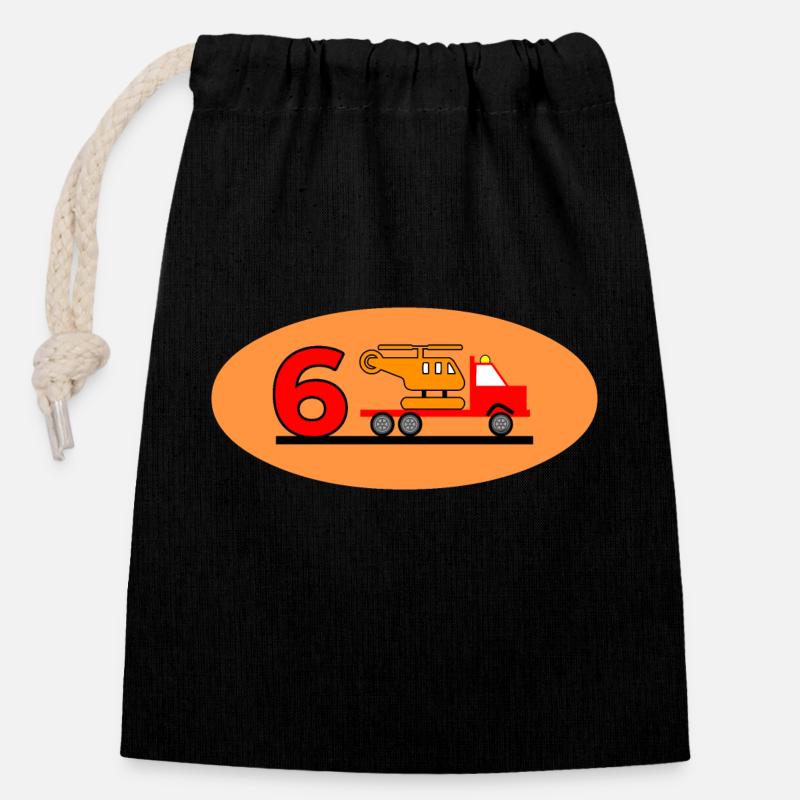 Camion - Sac cadeau en coton avec cordon (14 x 20 cm) - noir