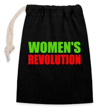 Womens revolution - Sac cadeau en coton avec cordon (14 x 20 cm) - noir - Devant