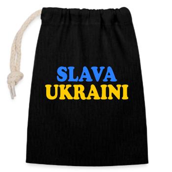 Ukraine - Sac cadeau en coton avec cordon (14 x 20 cm) - noir - Devant