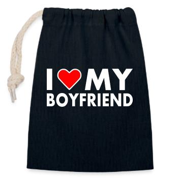 I love my boyfriend - Closable cotton gift bag (14x20cm) - navy - Front