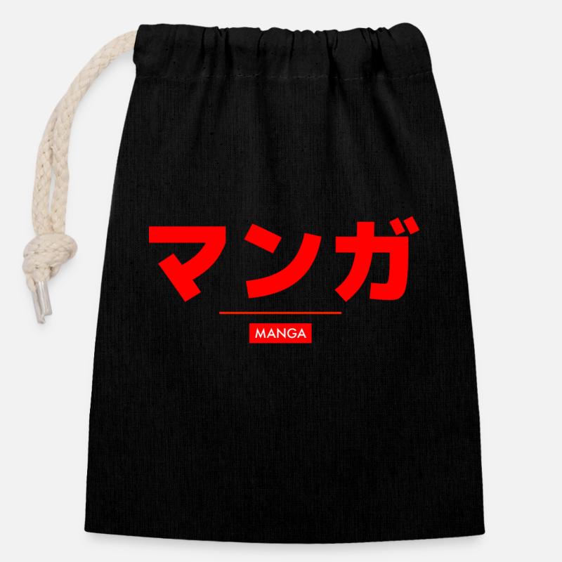 Japanese - Closable cotton gift bag (14x20cm) - black