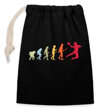 Handball Evolution - Verschließbarer Geschenkbeutel aus Baumwolle (14x20cm) - Schwarz - Vorne