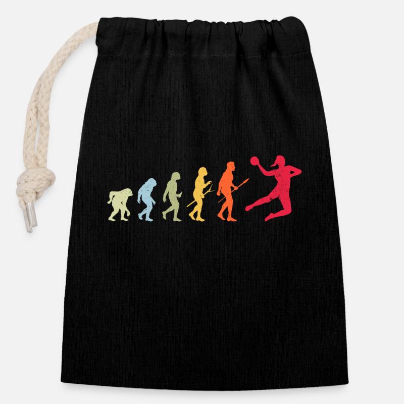 Handball Evolution - Verschließbarer Geschenkbeutel aus Baumwolle (14x20cm) - Schwarz