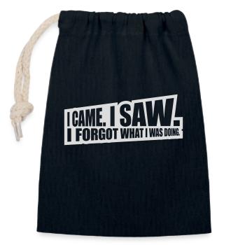 I came saw forget - Closable cotton gift bag (14x20cm) - navy - Front