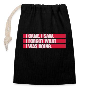 I came saw forget - Closable cotton gift bag (14x20cm) - black - Front