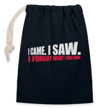 I came saw forget - Closable cotton gift bag (14x20cm) - navy - Front