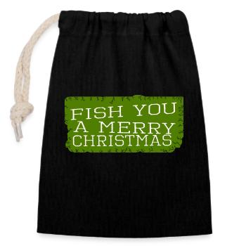 Couples drôles dictons Happy Fun Dork Angler - Sac cadeau en coton avec cordon (14 x 20 cm) - noir - Devant