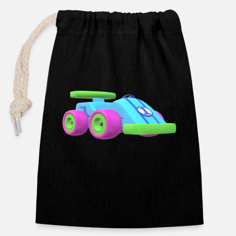 Jouets de voiture Enfants Bébé coloré - Sac cadeau en coton avec cordon (14 x 20 cm) - noir