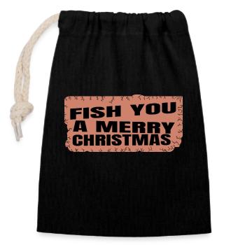fish head birthday present idea adorable animals - Closable cotton gift bag (14x20cm) - black - Front