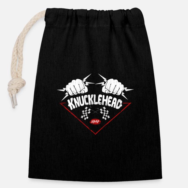 Knucklehead 1947 - Verschließbarer Geschenkbeutel aus Baumwolle (14x20cm) - Schwarz