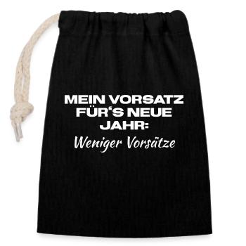 Vorsätze, Neues Jahr, Glück, Sprüche, Vorhaben - Verschließbarer Geschenkbeutel aus Baumwolle (14x20cm) - Schwarz - Vorne
