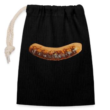 Bratwurst - Verschließbarer Geschenkbeutel aus Baumwolle (14x20cm) - Schwarz - Vorne