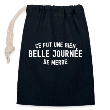 journée de merde / humour travail - Sac cadeau en coton avec cordon (14 x 20 cm) - bleu marine - Devant