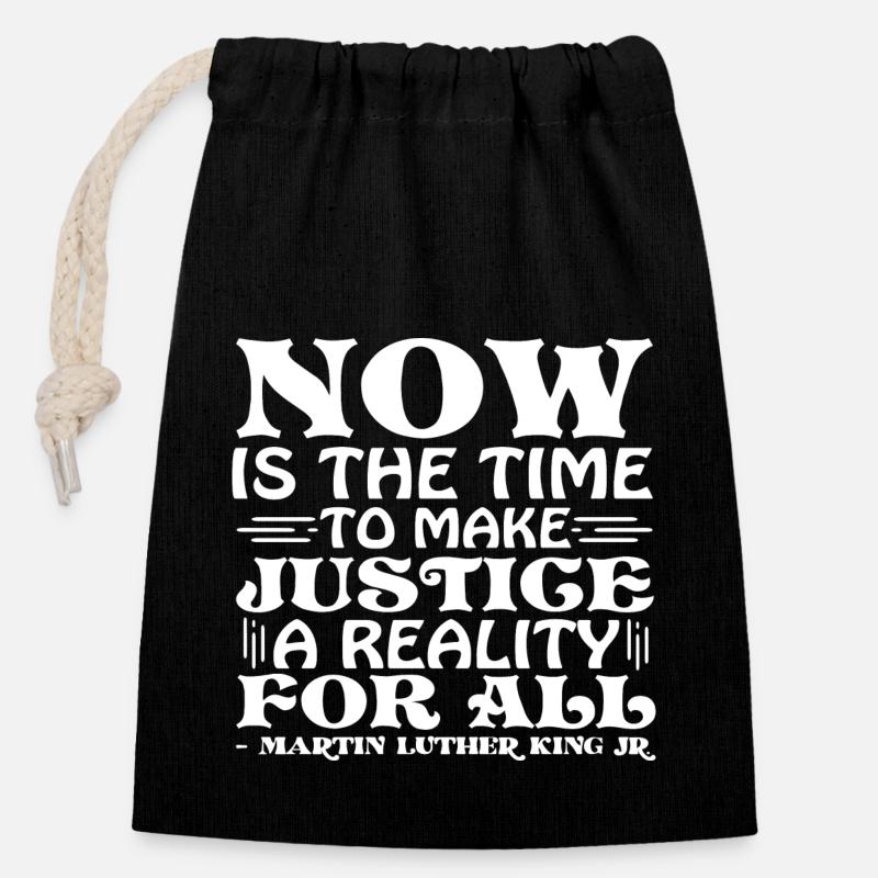 MARTIN LUTHER KING - Closable cotton gift bag (14x20cm) - black