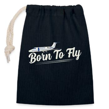 Born To Fly Airline Pilot Aviation - Verschließbarer Geschenkbeutel aus Baumwolle (14x20cm) - Navy - Vorne