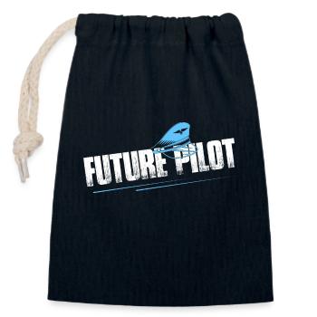 Future Pilot Aviation Fly Airline - Verschließbarer Geschenkbeutel aus Baumwolle (14x20cm) - Navy - Vorne