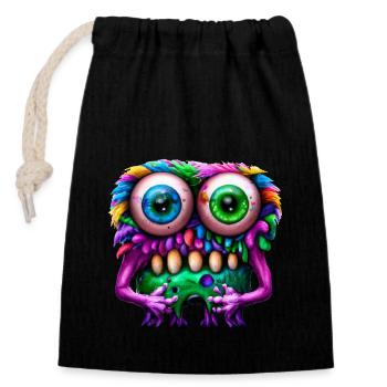 Drôle de monstre extraterrestre - Sac cadeau en coton avec cordon (14 x 20 cm) - noir - Devant