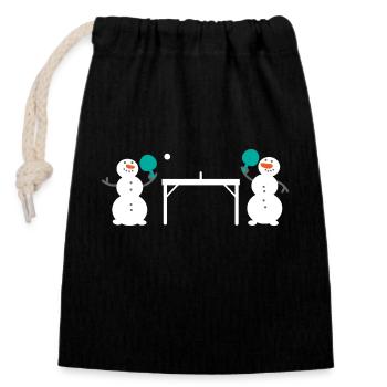 Snowman Table Tennis Snowball - Closable cotton gift bag (14x20cm) - black - Front
