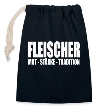 FLeischer MUT STÄRKE TRADITION - Verschließbarer Geschenkbeutel aus Baumwolle (14x20cm) - Navy - Vorne
