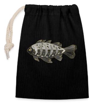 Poisson - Sac cadeau en coton avec cordon (14 x 20 cm) - noir - Devant