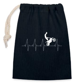 Herzschlag BMX Motorcross Biker - Verschließbarer Geschenkbeutel aus Baumwolle (14x20cm) - Navy - Vorne