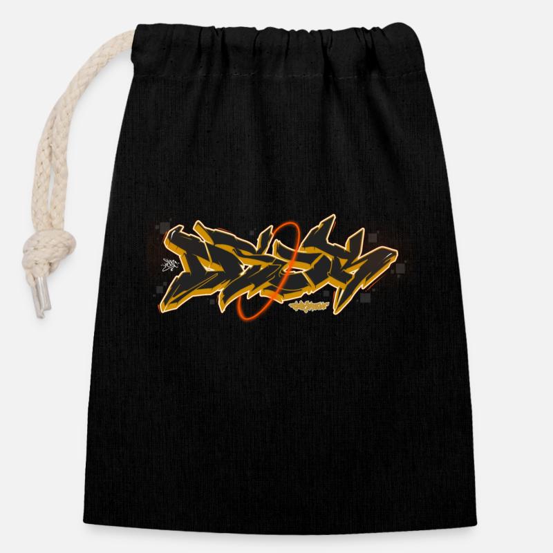 Graffiti Styler - Sac cadeau en coton avec cordon (14 x 20 cm) - noir