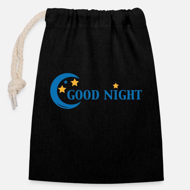 Bonne nuit - Sac cadeau en coton avec cordon (14 x 20 cm) - noir