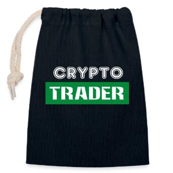 Trading de Bitcoin et d'actions cryptographiques - Sac cadeau en coton avec cordon (14 x 20 cm) - bleu marine - Devant