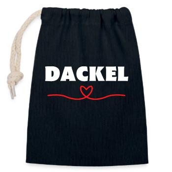 Dackel Dachshund Hund Hundemensch Geschenkidee - Verschließbarer Geschenkbeutel aus Baumwolle (14x20cm) - Navy - Vorne