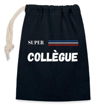 super collègue - t-shirt assorti - Sac cadeau en coton avec cordon (14 x 20 cm) - bleu marine - Devant