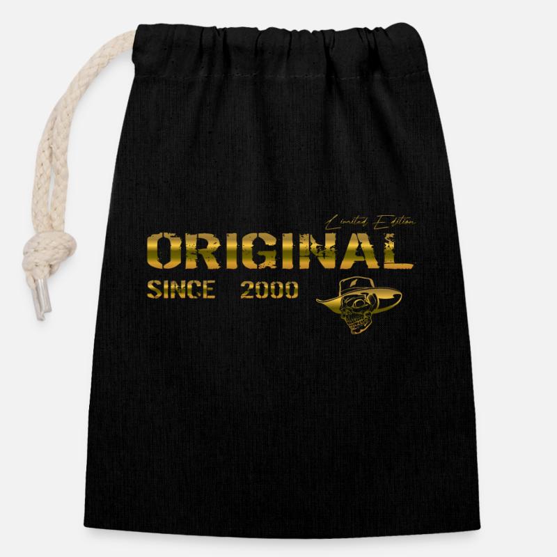 Original depuis 2000 - Sac cadeau en coton avec cordon (14 x 20 cm) - noir