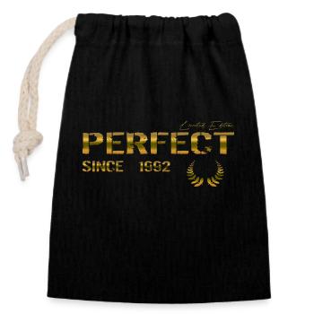 Perfect since 1992 - Closable cotton gift bag (14x20cm) - black - Front