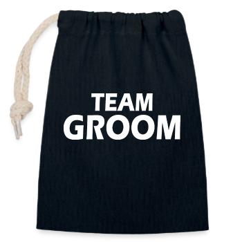 Team groom - Sac cadeau en coton avec cordon (14 x 20 cm) - bleu marine - Devant