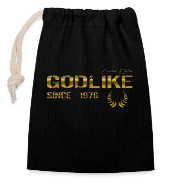 Godlike since 1976 - Closable cotton gift bag (14x20cm) - black - Front