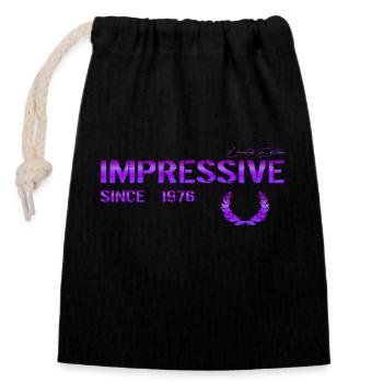 Impressive since 1976 - Closable cotton gift bag (14x20cm) - black - Front