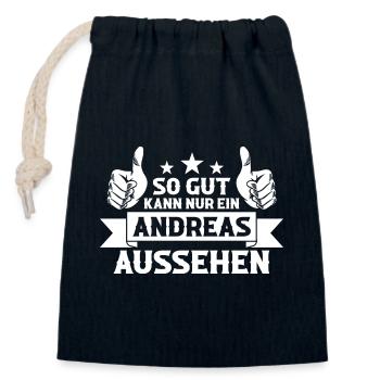 Andreas - Verschließbarer Geschenkbeutel aus Baumwolle (14x20cm) - Navy - Vorne