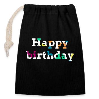 Alles Gute zum Geburtstag! - Verschließbarer Geschenkbeutel aus Baumwolle (14x20cm) - Schwarz - Vorne