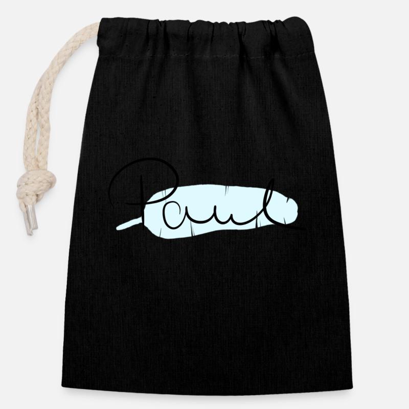 Paul - Closable cotton gift bag (14x20cm) - black